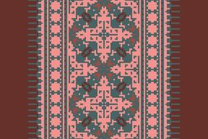 Navajo pattern Seamless Mughal architecture Motif embroidery, Pixel Ikat embroidery Design for Print scandinavian pattern saree ethnic nativity gypsy pattern vector