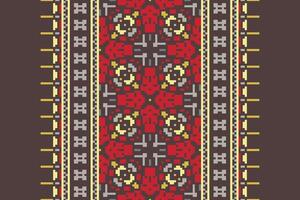 Navajo pattern Seamless Mughal architecture Motif embroidery, Pixel Ikat embroidery Design for Print endless arabesque cloth dupatta shawl bandana print silk kurta men vector