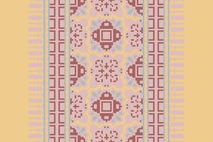Navajo pattern Seamless Mughal architecture Motif embroidery, Pixel Ikat embroidery Design for Print tapestry floral kimono repeat pattern lacing spanish motif vector