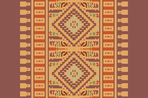 Dupatta pattern Seamless Bandana print silk Motif embroidery, Pixel Ikat embroidery Design for Print Texture fabric saree sari carpet. kurta patola saree vector