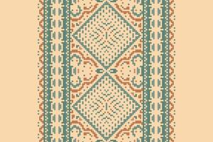 Dupatta pattern Seamless Bandana print silk Motif embroidery, Pixel Ikat embroidery Design for Print scarf hijab pattern kerchief Pixel Ikat Silk kurti model mughal patterns vector