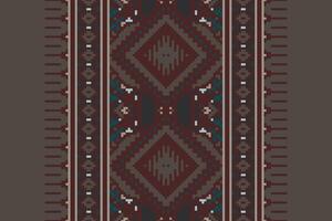 Dupatta pattern Seamless Mughal architecture Motif embroidery, Pixel Ikat embroidery Design for Print figure tribal ink on cloth patola sari vector