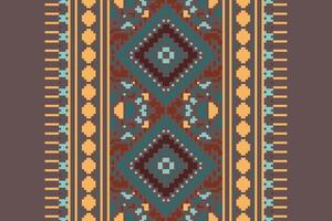 Ancient patterns Seamless Native American, Motif embroidery, Pixel Ikat embroidery Design for Print pattern vintage flower folk navajo patchwork pattern vector