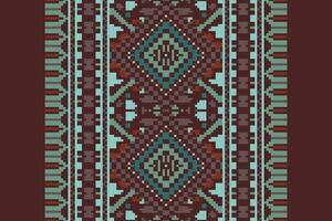 Ancient patterns Seamless Native American, Motif embroidery, Pixel Ikat embroidery Design for Print tapestry floral kimono repeat pattern lacing spanish motif vector