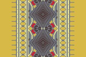 Ancient patterns Seamless Bandana print silk Motif embroidery, Pixel Ikat embroidery Design for Print jacquard slavic pattern folklore pattern kente arabesque vector