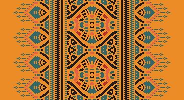 Ancient patterns Seamless Mughal architecture Motif embroidery, Pixel Ikat embroidery Design for Print figure tribal ink on cloth patola sari vector