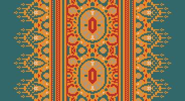 Ancient patterns Seamless Mughal architecture Motif embroidery, Pixel Ikat embroidery Design for Print tapestry floral kimono repeat pattern lacing spanish motif vector