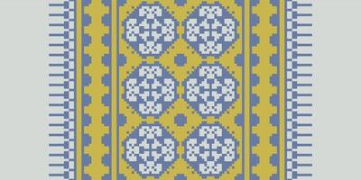 Baroque pattern Seamless Mughal architecture Motif embroidery, Pixel Ikat embroidery Design for Print pattern vintage flower folk navajo patchwork pattern vector