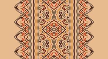 Bukhara pattern Seamless Mughal architecture Motif embroidery, Pixel Ikat embroidery Design for Print indonesian batik motif embroidery native american kurta mughal design vector