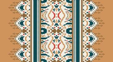 Bukhara pattern Seamless Bandana print silk Motif embroidery, Pixel Ikat embroidery Design for Print scandinavian pattern saree ethnic nativity gypsy pattern vector