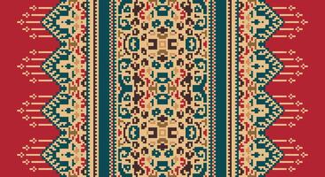 Bukhara pattern Seamless Bandana print silk Motif embroidery, Pixel Ikat embroidery Design for Print border embroidery ancient egypt vector