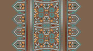 Bukhara pattern Seamless Mughal architecture Motif embroidery, Pixel Ikat embroidery Design for Print kurta pattern mughal motifs tapestry pattern floral repeat vector