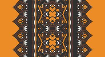 Bukhara pattern Seamless Mughal architecture Motif embroidery, Pixel Ikat embroidery Design for Print pattern vintage flower folk navajo patchwork pattern vector