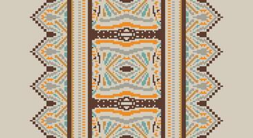 Bukhara pattern Seamless Mughal architecture Motif embroidery, Pixel Ikat embroidery Design for Print vector