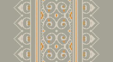 Bukhara pattern Seamless Scandinavian pattern Motif embroidery, Pixel Ikat embroidery Design for Print Texture fabric saree sari carpet. kurta patola saree vector