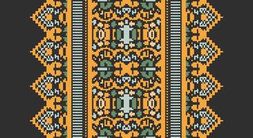 Bukhara pattern Seamless Scandinavian pattern Motif embroidery, Pixel Ikat embroidery Design for Print endless arabesque cloth dupatta shawl bandana print silk kurta men vector