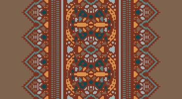 Bukhara pattern Seamless Mughal architecture Motif embroidery, Pixel Ikat embroidery Design for Print tapestry floral kimono repeat pattern lacing spanish motif vector