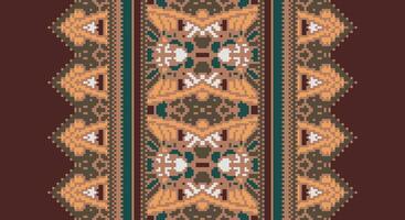 Fashion pattern Seamless Native American, Motif embroidery, Pixel Ikat embroidery Design for Print scarf hijab pattern kerchief Pixel Ikat Silk kurti model mughal patterns vector