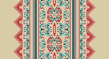 Fashion pattern Seamless Mughal architecture Motif embroidery, Pixel Ikat embroidery Design for Print Texture fabric saree sari carpet. kurta patola saree vector