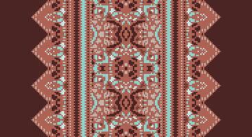 Fashion pattern Seamless Mughal architecture Motif embroidery, Pixel Ikat embroidery Design for Print pattern vintage flower folk navajo patchwork pattern vector