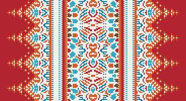Fashion pattern Seamless Scandinavian pattern Motif embroidery, Pixel Ikat embroidery Design for Print tapestry floral kimono repeat pattern lacing spanish motif vector