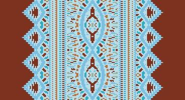 Tissue Dupatta Seamless Native American, Motif embroidery, Pixel Ikat embroidery Design for Print Texture fabric saree sari carpet. kurta patola saree vector