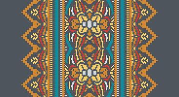 Tissue Dupatta Seamless Native American, Motif embroidery, Pixel Ikat embroidery Design for Print kurta pattern mughal motifs tapestry pattern floral repeat vector