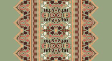 Tissue Dupatta Seamless Bandana print silk Motif embroidery, Pixel Ikat embroidery Design for Print scandinavian pattern saree ethnic nativity gypsy pattern vector
