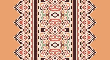 Tissue Dupatta Seamless Mughal architecture Motif embroidery, Pixel Ikat embroidery Design for Print Texture fabric saree sari carpet. kurta patola saree vector