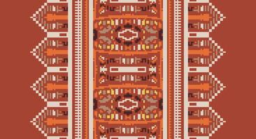 Tissue Dupatta Seamless Mughal architecture Motif embroidery, Pixel Ikat embroidery Design for Print figure tribal ink on cloth patola sari vector