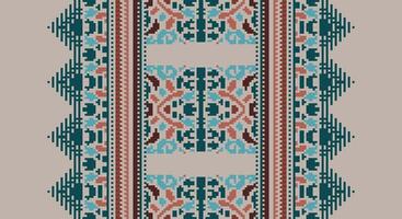 Tissue Dupatta Seamless Mughal architecture Motif embroidery, Pixel Ikat embroidery Design for Print tapestry floral kimono repeat pattern lacing spanish motif vector