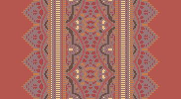 Tissue Dupatta Seamless Scandinavian pattern Motif embroidery, Pixel Ikat embroidery Design for Print indigenous art aboriginal art pattern floral kurti mughal border vector