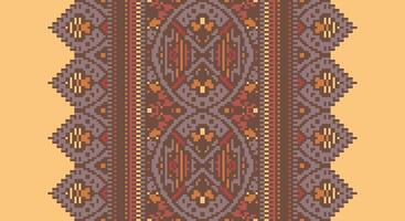 Tissue Dupatta Seamless Scandinavian pattern Motif embroidery, Pixel Ikat embroidery Design for Print tie dyeing pillowcase sambal puri kurti mughal architecture vector