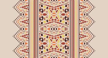 Tissue Dupatta Seamless Mughal architecture Motif embroidery, Pixel Ikat embroidery Design for Print scandinavian pattern saree ethnic nativity gypsy pattern vector