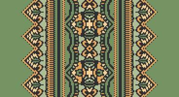 Tissue Dupatta Seamless Scandinavian pattern Motif embroidery, Pixel Ikat embroidery Design for Print egyptian pattern tibetan mandala bandanna vector