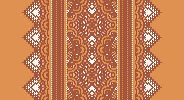 Peruvian pattern Seamless Bandana print silk Motif embroidery, Pixel Ikat embroidery Design for Print Texture fabric saree sari carpet. kurta patola saree vector