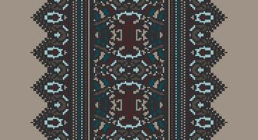 Peruvian pattern Seamless Australian aboriginal pattern Motif embroidery, Pixel Ikat embroidery Design for Print tapestry floral kimono repeat pattern lacing spanish motif vector