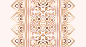 Peruvian pattern Seamless Bandana print silk Motif embroidery, Pixel Ikat embroidery Design for Print tie dyeing pillowcase sambal puri kurti mughal architecture vector