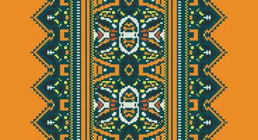 Peruvian pattern Seamless Mughal architecture Motif embroidery, Pixel Ikat embroidery Design for Print pattern vintage flower folk navajo patchwork pattern vector