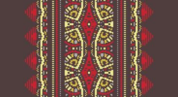 Patola sari Seamless Native American, Motif embroidery, Pixel Ikat embroidery Design for Print pattern vintage flower folk navajo patchwork pattern vector