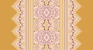 Patola sari Seamless Bandana print silk Motif embroidery, Pixel Ikat embroidery Design for Print scandinavian pattern saree ethnic nativity gypsy pattern vector