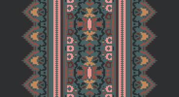 Patola sari Seamless Bandana print silk Motif embroidery, Pixel Ikat embroidery Design for Print pattern vintage flower folk navajo patchwork pattern vector