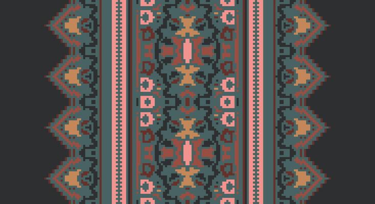 Patola sari Seamless Bandana print silk Motif embroidery, Pixel Ikat embroidery Design for Print pattern vintage flower folk navajo patchwork pattern