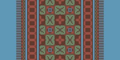 Dupatta pattern Seamless Mughal architecture Motif embroidery, Pixel Ikat embroidery Design for Print endless arabesque cloth dupatta shawl bandana print silk kurta men vector