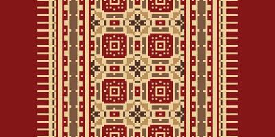 Motif folklore pattern Seamless Scandinavian pattern Motif embroidery, Pixel Ikat embroidery Design for Print Texture fabric saree sari carpet. kurta patola saree vector