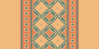 Ancient patterns Seamless Bandana print silk Motif embroidery, Pixel Ikat embroidery Design for Print endless arabesque cloth dupatta shawl bandana print silk kurta men vector