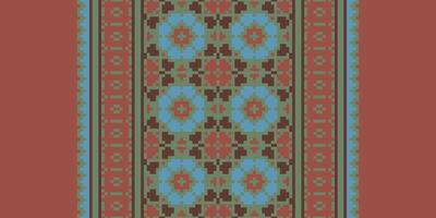 Ancient patterns Seamless Bandana print silk Motif embroidery, Pixel Ikat embroidery Design for Print scandinavian pattern saree ethnic nativity gypsy pattern vector