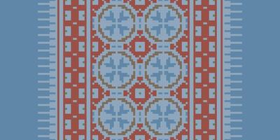 Ancient patterns Seamless Bandana print silk Motif embroidery, Pixel Ikat embroidery Design for Print pattern vintage flower folk navajo patchwork pattern vector