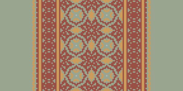 antiguo patrones sin costura escandinavo modelo motivo bordado, píxel ikat bordado diseño para impresión escandinavo modelo sari étnico natividad gitano modelo vector