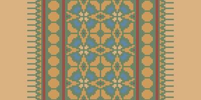 Bujara modelo sin costura nativo americano, motivo bordado, píxel ikat bordado diseño para impresión frontera bordado antiguo Egipto vector